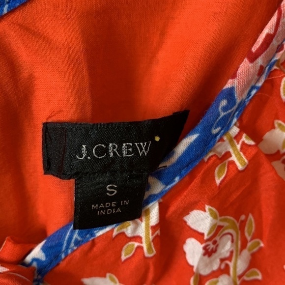 J. Crew Classic Floral Block Ruffle V Neck Orange Summer Top Size Small - Picture 8 of 16